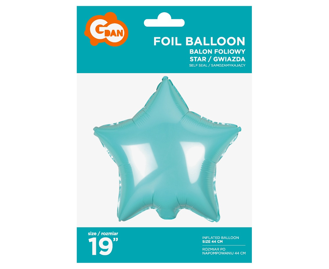 Balon foliowy "Gwiazda" jasnoniebieska 19" Godan